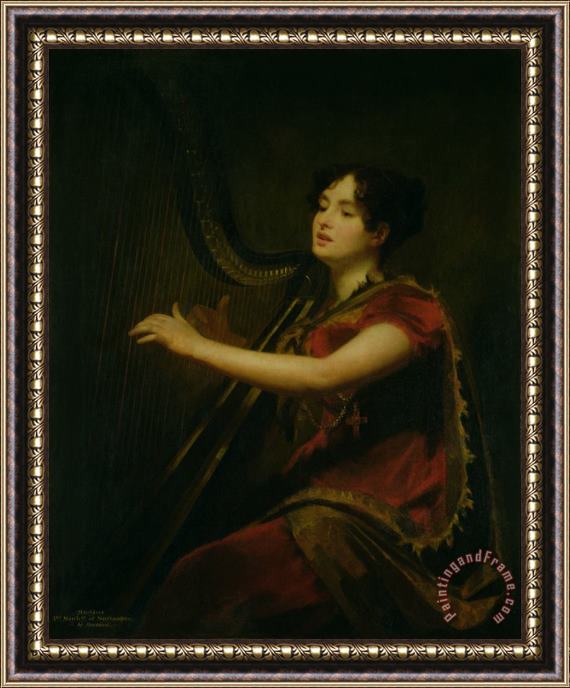 Sir Henry Raeburn The Marchioness of Northampton Playing a Harp Framed Print