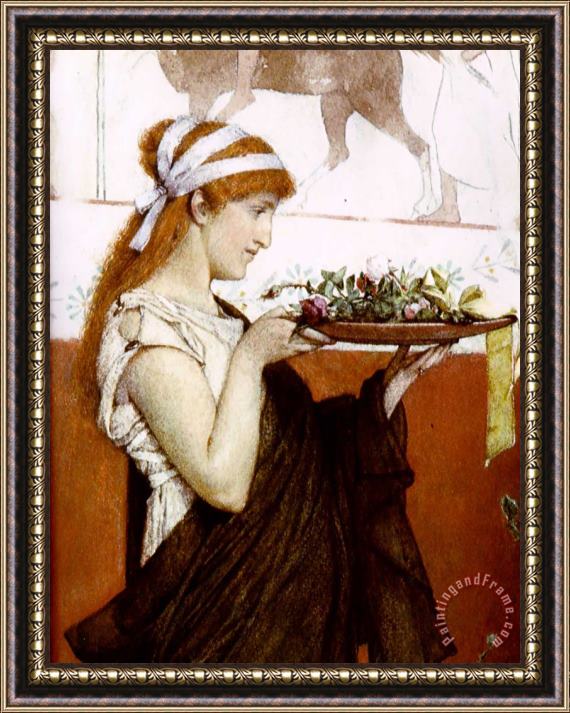 Sir Lawrence Alma-Tadema A Votive Offering Detail Framed Painting