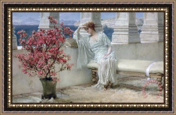 Sir Lawrence Alma-Tadema Her eyes are with her thoughts and they are far away Framed Print