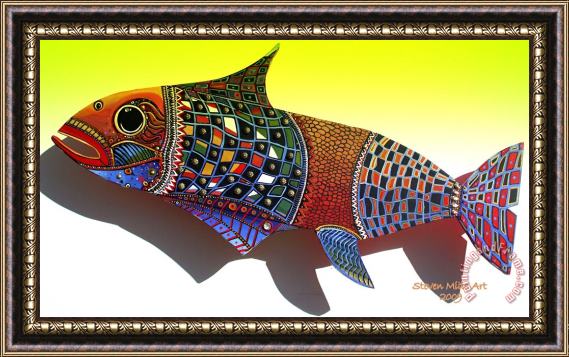Steven Mills Fish Art Framed Painting