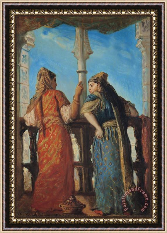 Theodore Chasseriau Jewish Women at the Balcony in Algiers Framed Print