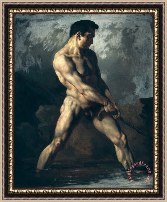 Theodore Gericault Study of a Male Nude Framed Painting