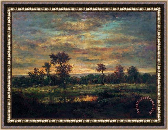 Theodore Rousseau Pond at the Edge of a Wood Framed Painting