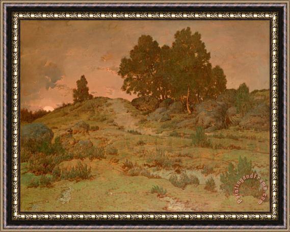 Theodore Rousseau Sunset on The Hills of Jean De Paris Framed Print