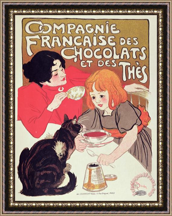 Theophile Alexandre Steinlen Poster Advertising The Compagnie Francaise Des Chocolats Et Des Thes Framed Painting