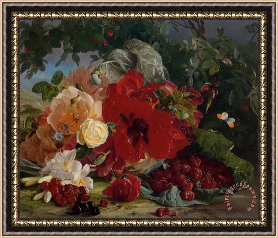 Theude Gronland Arrangement of Roses Framed Painting
