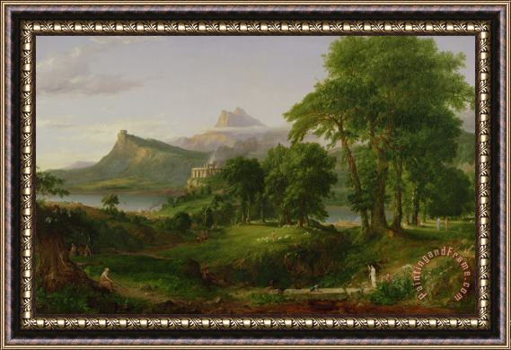 Thomas Cole The Course Of Empire The Arcadian Or Pastoral State Framed Print