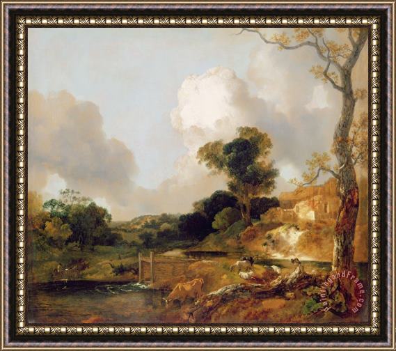 Thomas Gainsborough Landscape with Stream and Weir Framed Painting