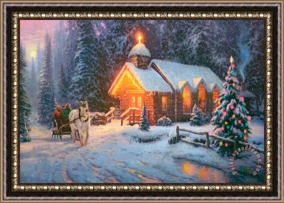 Thomas Kinkade Christmas Chapel I Framed Painting