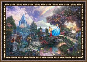 Pinocchio Wishes Upon a Star Framed Paintings - Cinderella Wishes Upon a Dream by Thomas Kinkade