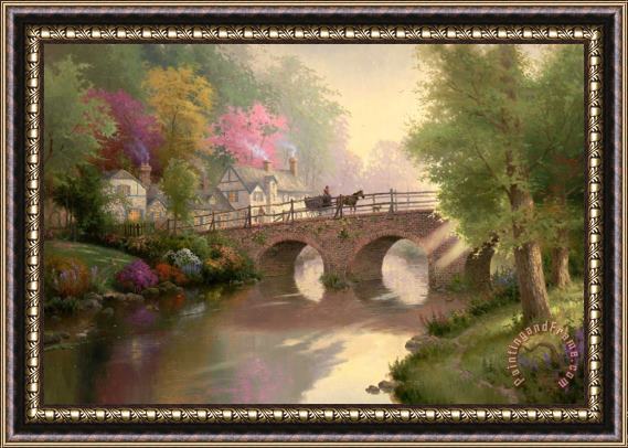 Thomas Kinkade Hometown Bridge Framed Painting