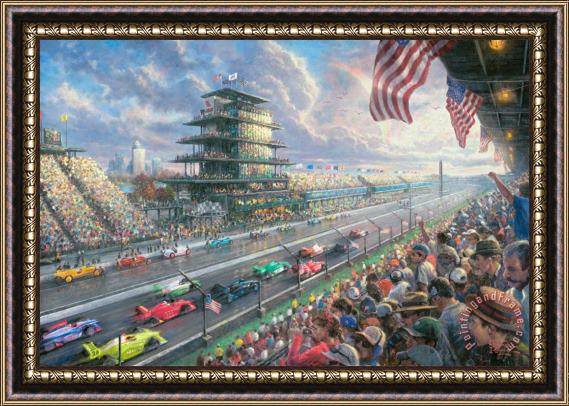 Thomas Kinkade Indy Excitement, 100 Years of Racing Atindianapolis Motor Speedway Framed Painting