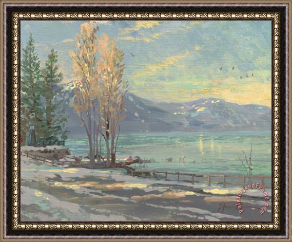 Thomas Kinkade Lake Tahoe Shoreline, Winter Framed Painting