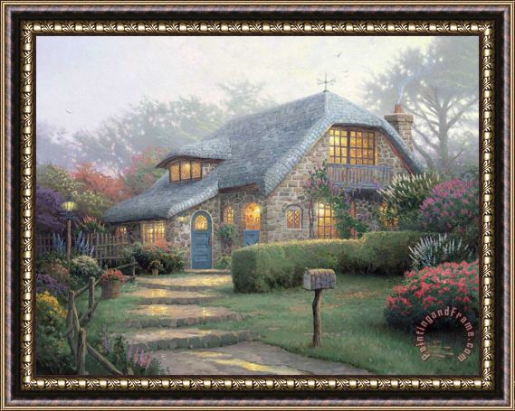Thomas Kinkade Lilac Cottage Framed Painting