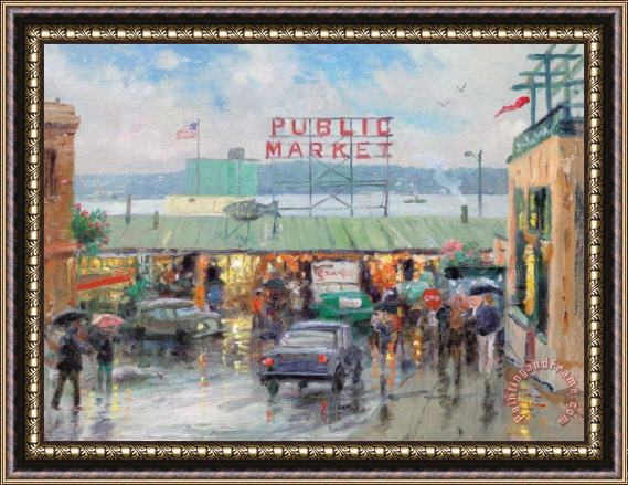 Thomas Kinkade Pike Place Market Framed Print
