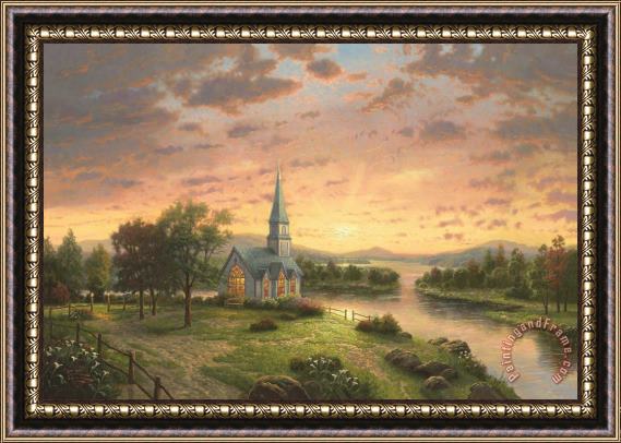 Thomas Kinkade Sunrise Chapel Framed Painting