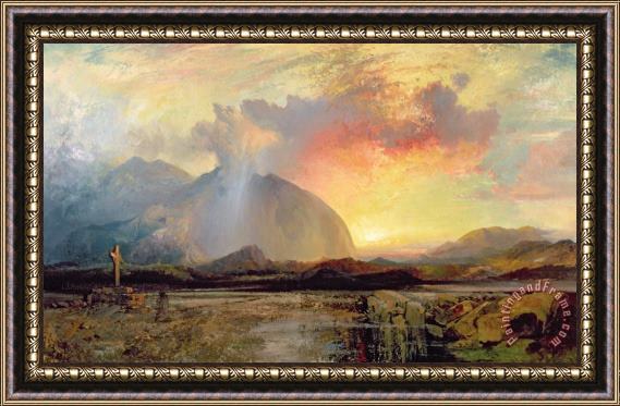 Thomas Moran Sunset Vespers at the Old Rugged Cross Framed Painting