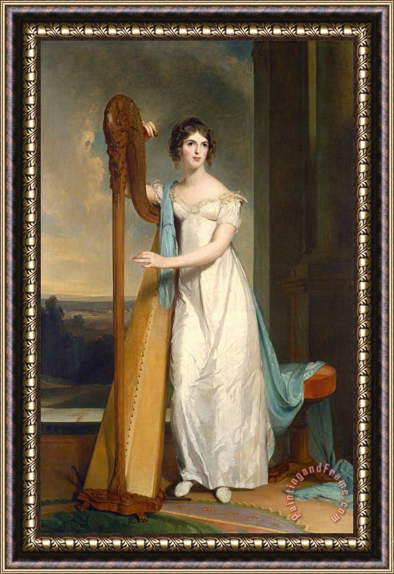 Thomas Sully Lady with a Harp: Eliza Ridgely Framed Painting