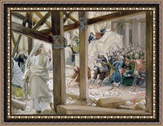 Tissot The Jews took up Stones to Cast at Him Framed Print