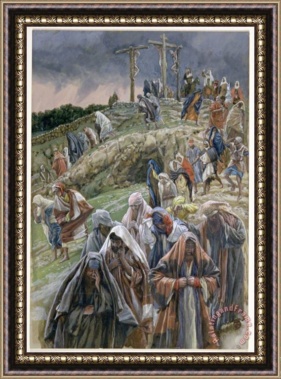 Tissot The people beholding the things that were done smote their breasts Framed Print