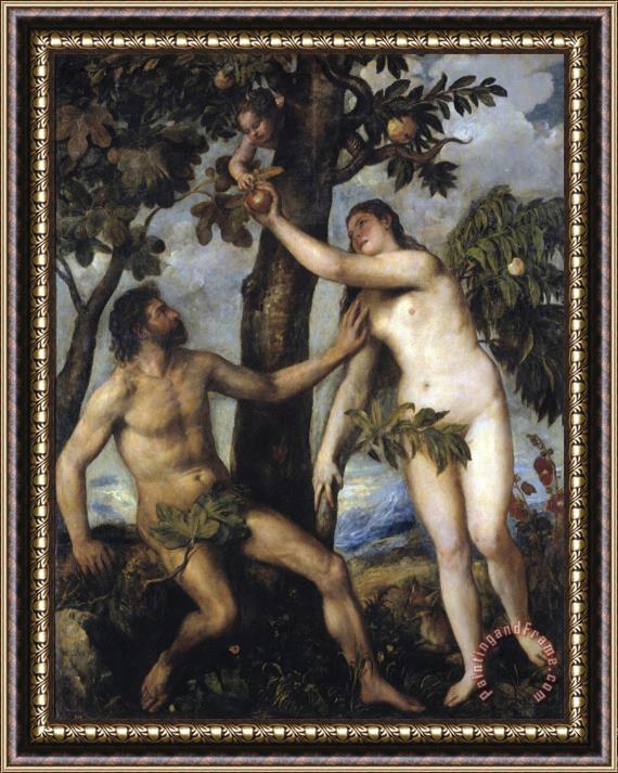 Titian Adam And Eve Framed Painting