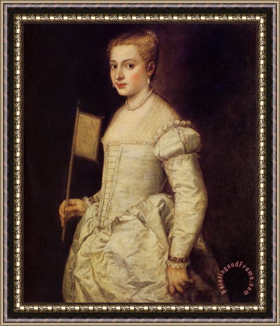 Titian Woman in White Framed Painting
