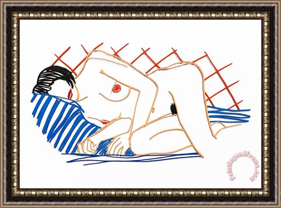 Tom Wesselmann Monica Asleep on Blanket Steel Drawing Edition, 1985 2004 Framed Painting