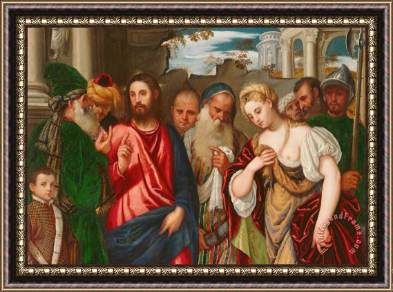 Veronese Christ And The Woman Taken In Adultery Framed Painting