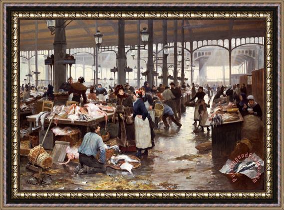 Victor Gabriel Gilbert The Fish Hall at the Central Market Framed Print