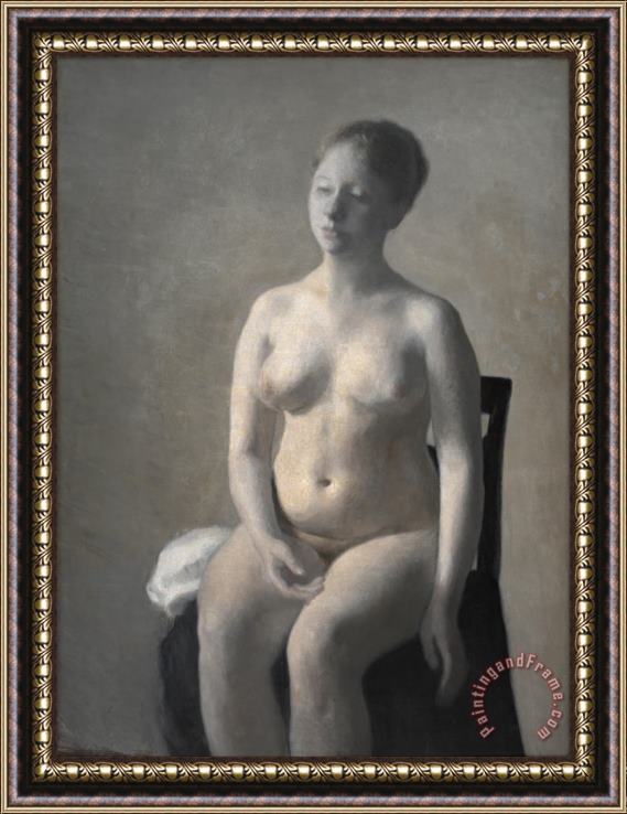 Vilhelm Hammershoi Seated Female Nude Framed Painting