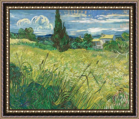Vincent van Gogh Green Field Framed Painting