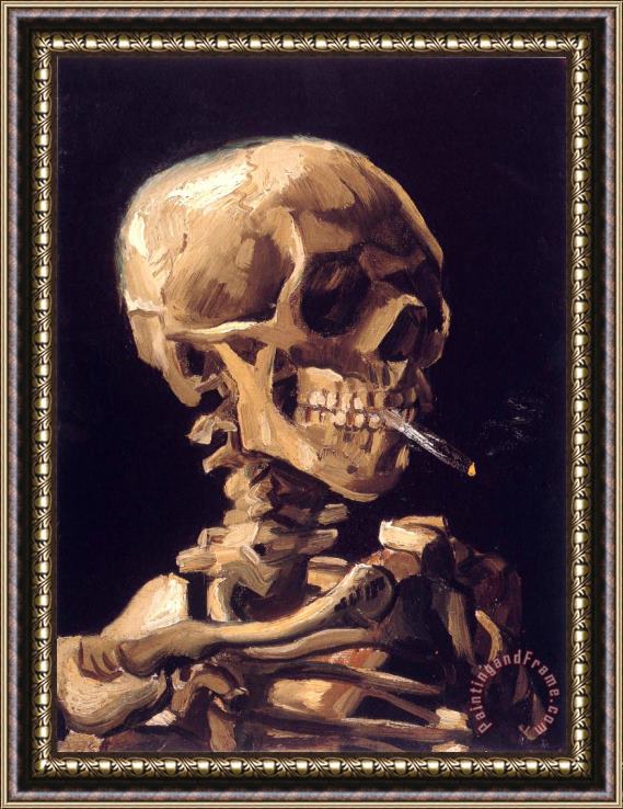 Vincent van Gogh Skull with a Burning Cigarette Framed Painting