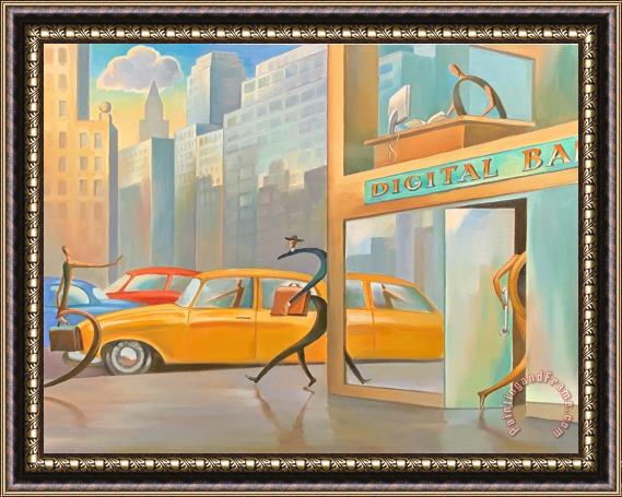 Vladimir Kush 0 Got The Job in The Bank, Adding 0s to The Numbers Framed Painting