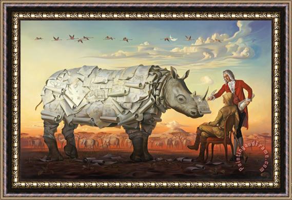 Vladimir Kush Genealogy of The White Rhino Framed Painting