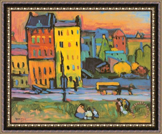 Wassily Kandinsky Houses in Munich 1908 Framed Painting