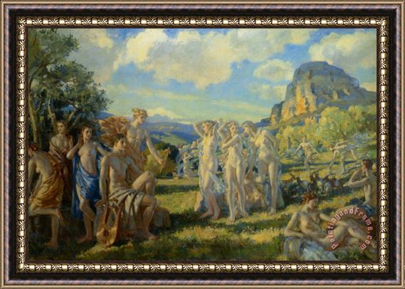 Wilfred Gabriel De Glehn The Poet Accompanied by Some of The Muses Finds Inspiration in Nature Framed Print