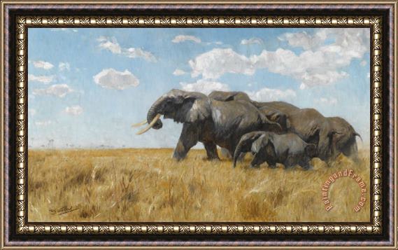 Wilhelm Kuhnert Elephants on The Move Framed Print