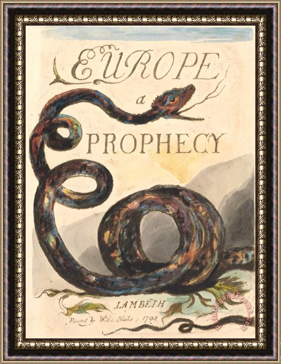 William Blake Europe. a Prophecy, Plate 2, Title Page Framed Painting