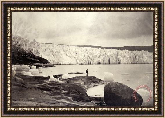 William Bradford Sermistsialk Glaciers with Figure From Arctic Regions Framed Print