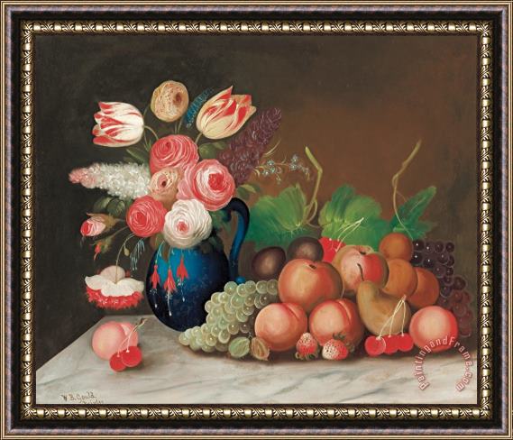 William Buelow Gould Still life with fruit and flowers Framed Painting