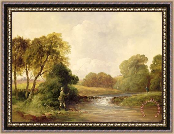 William E Jones Fishing - Playing a Fish Framed Painting