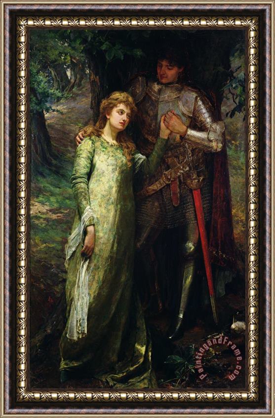 William G Mackenzie A knight and his lady Framed Painting