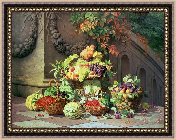William Hammer Baskets Of Summer Fruits Framed Print