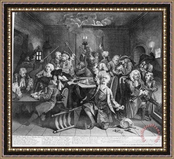 William Hogarth A Rake's Progress, Plate 6, Scene in a Gaming House Framed Painting