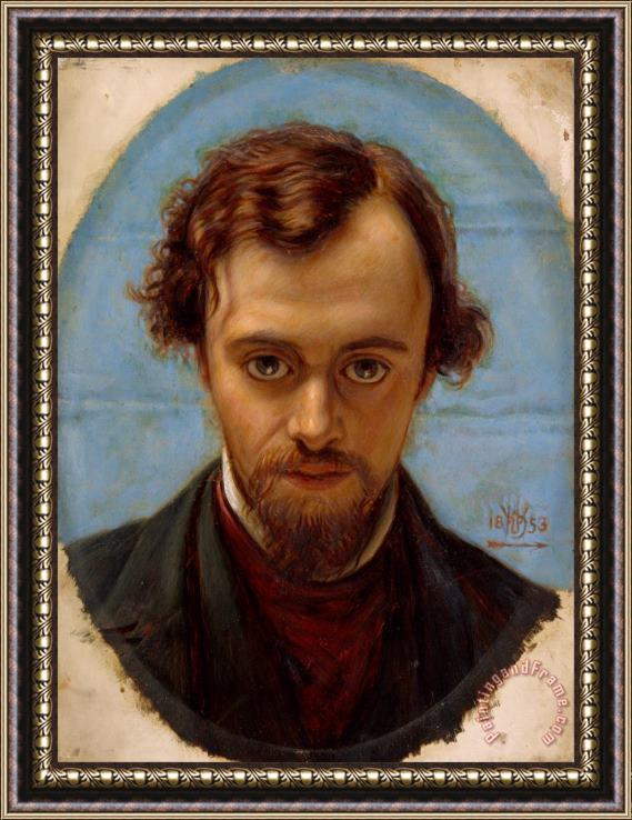 William Holman Hunt Portrait of Dante Gabriel Rossetti at 22 Years of Age Framed Painting