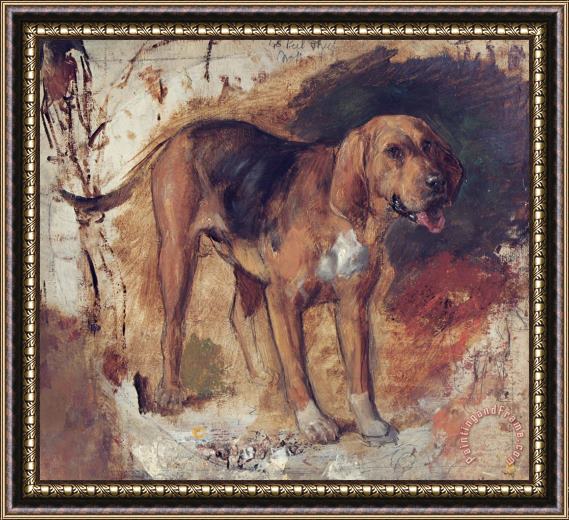 William Holman Hunt Study of a Bloodhound Framed Painting