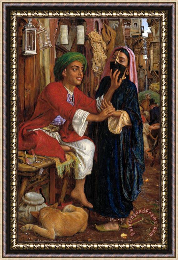 William Holman Hunt The Lantern Maker's Courtship, a Street Scene in Cairo Framed Print
