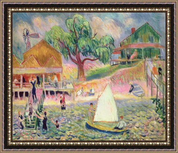 William James Glackens The Green Beach Cottage Framed Painting