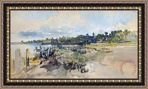 William James Muller Gillingham Kent From The Medway Framed Painting