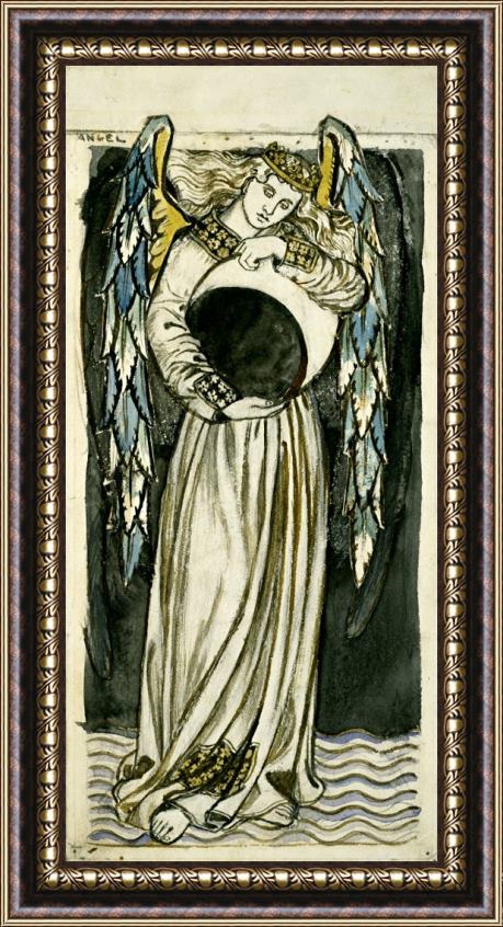 William Morris Night: Angel Holding a Waning Moon Framed Painting